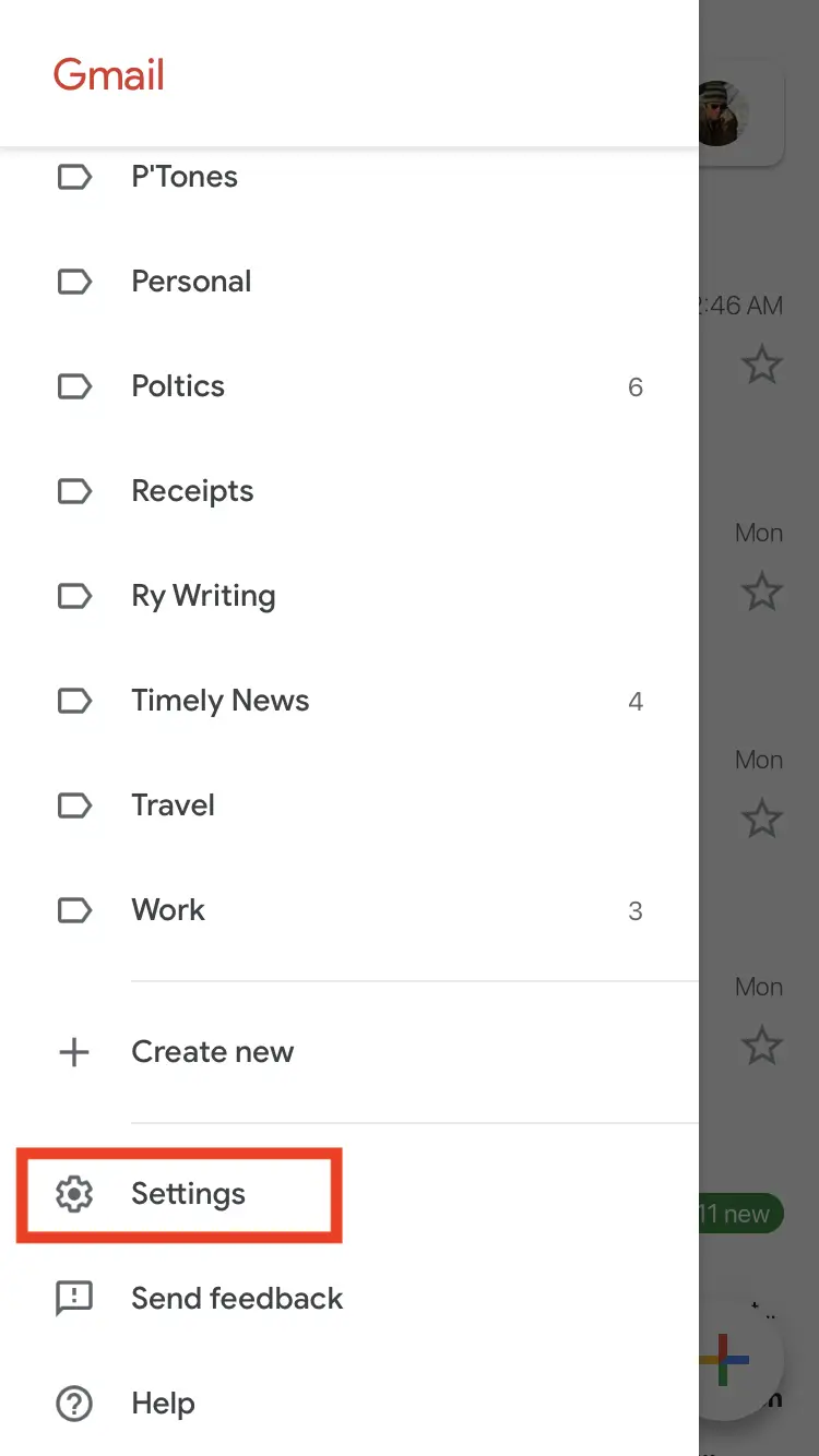 delete Gmail search history